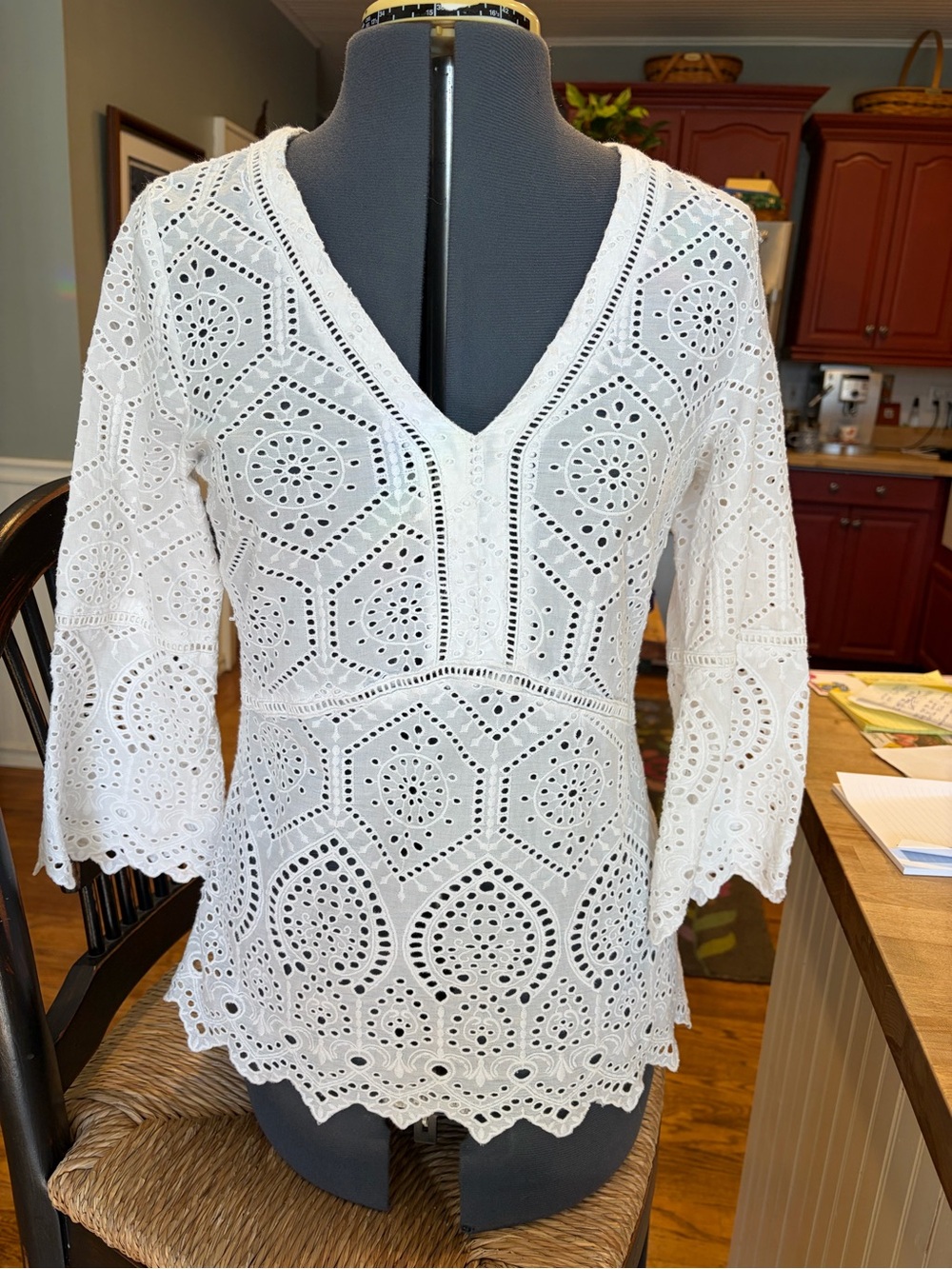 Sundance White Eyelet V-Neck Swim Coverup